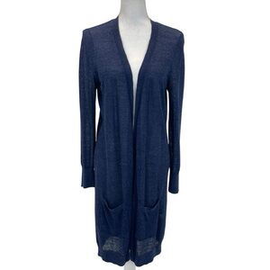 Nordstrom Linen Blend Open Front Cardigan Small Blue